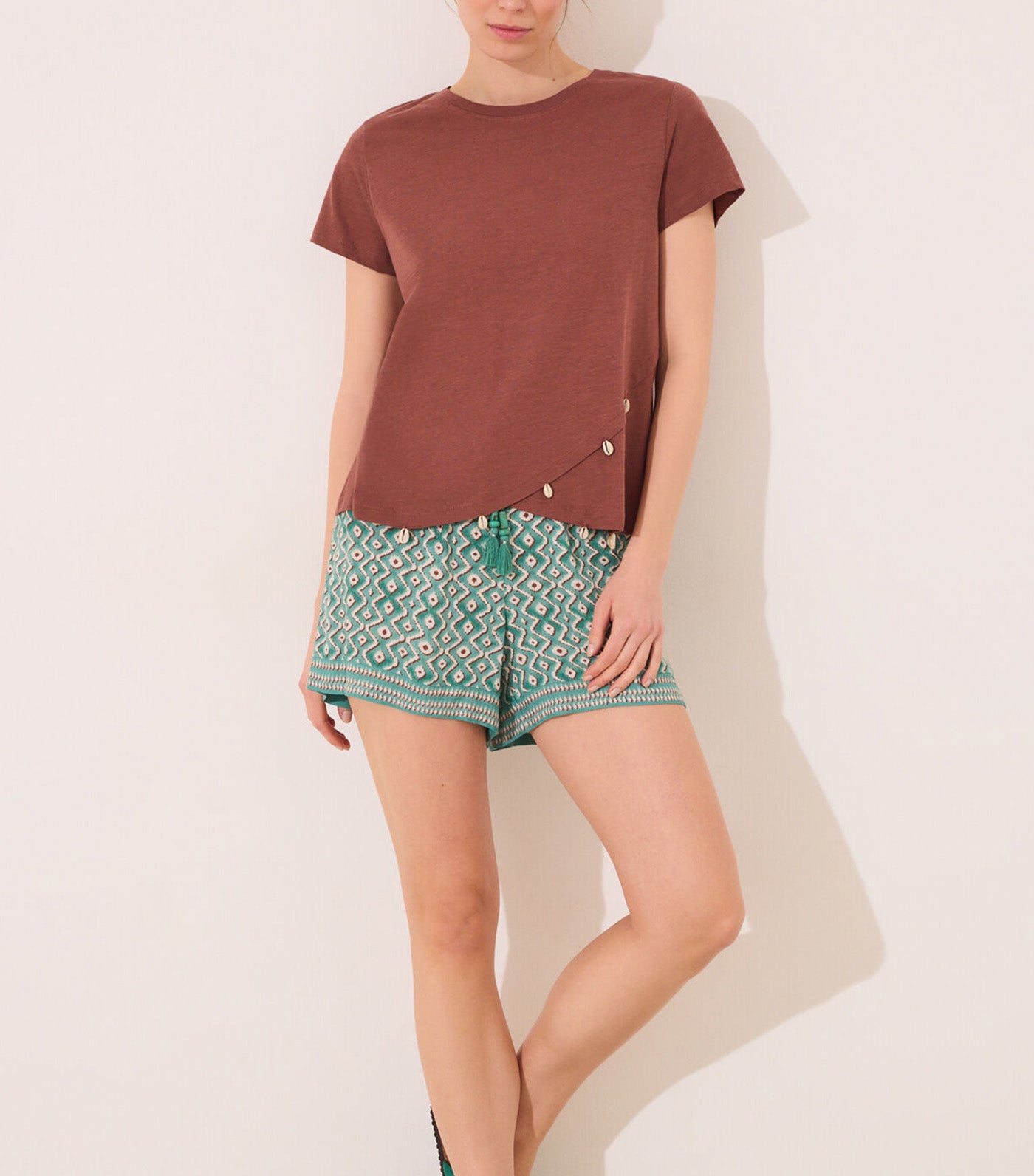 Viscose Trouser Green Geometric Print