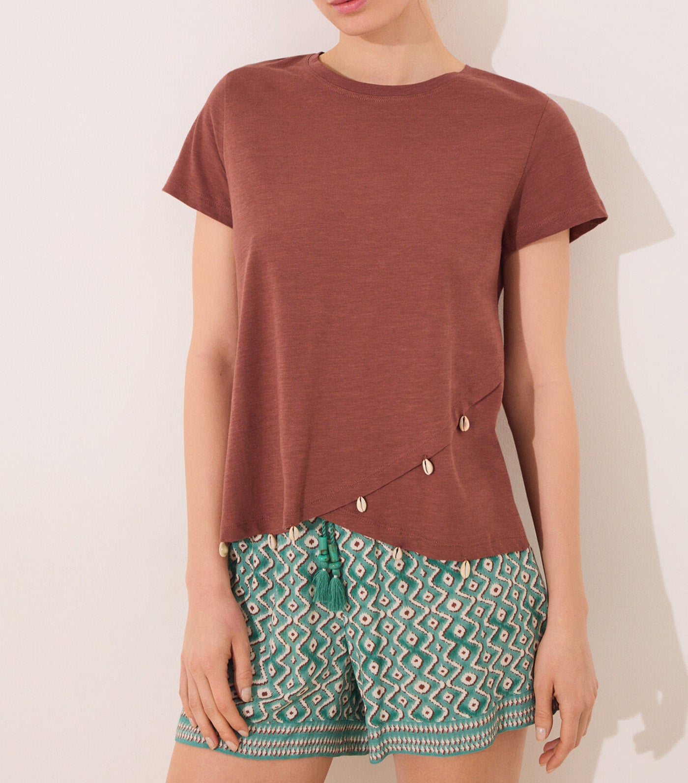 Viscose Trouser Green Geometric Print