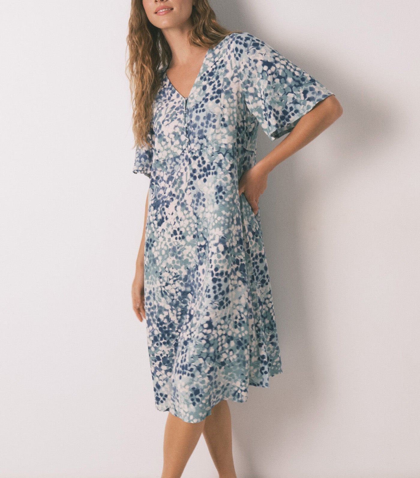 Floral Jacquard Midi Nightgown Green