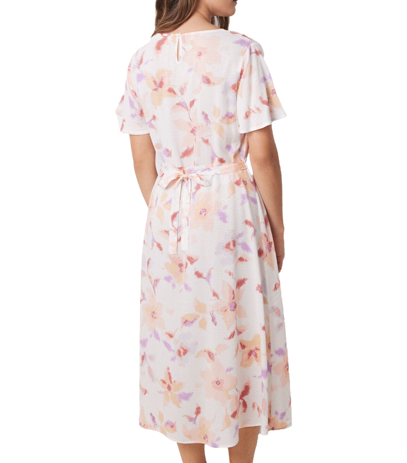 Viscose Allover Floral Midi Dress White