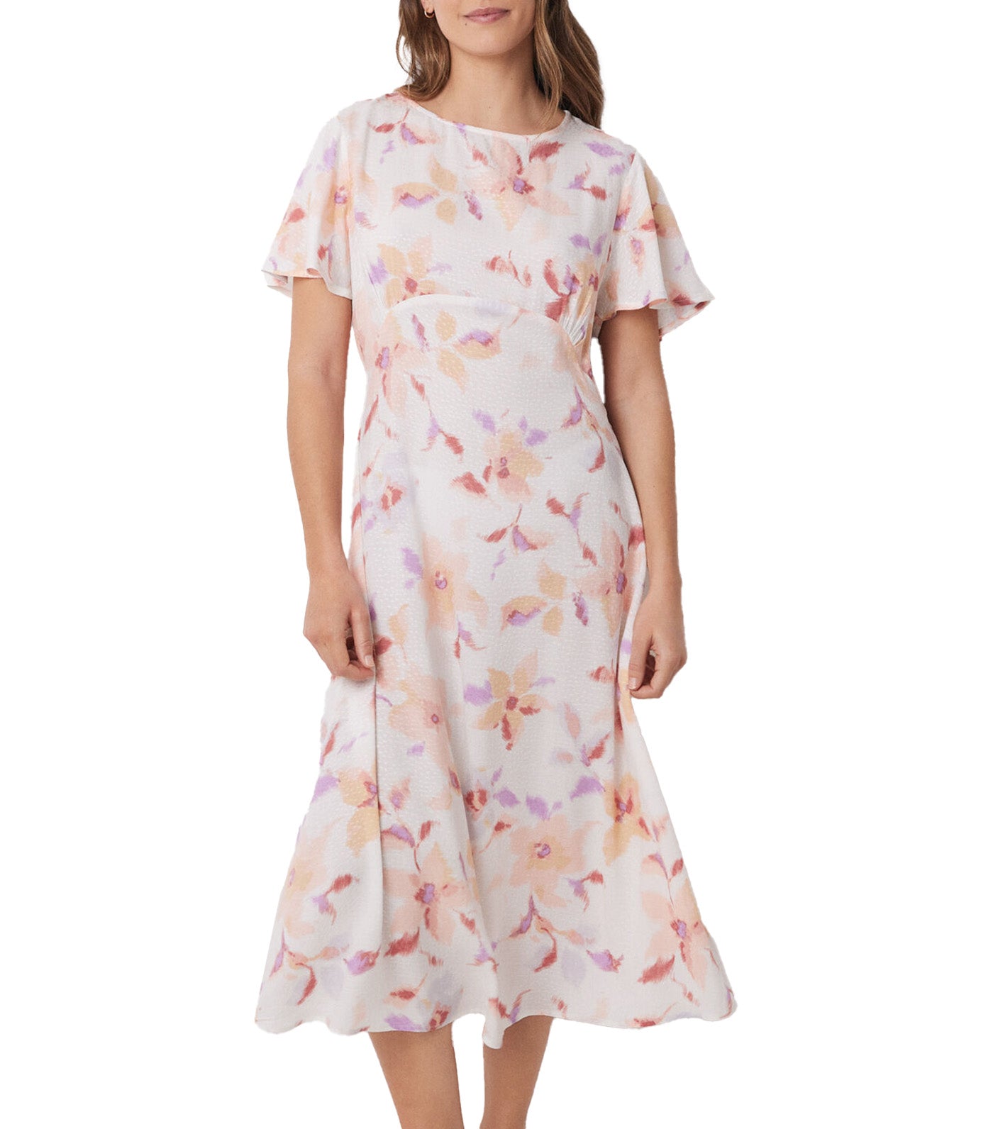 Viscose Allover Floral Midi Dress White