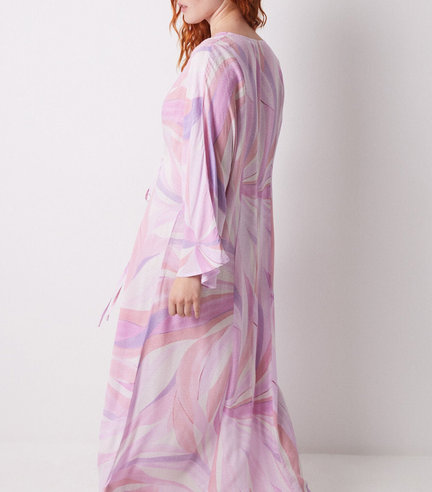 Geometric Allover Viscose Midi Dress Purple