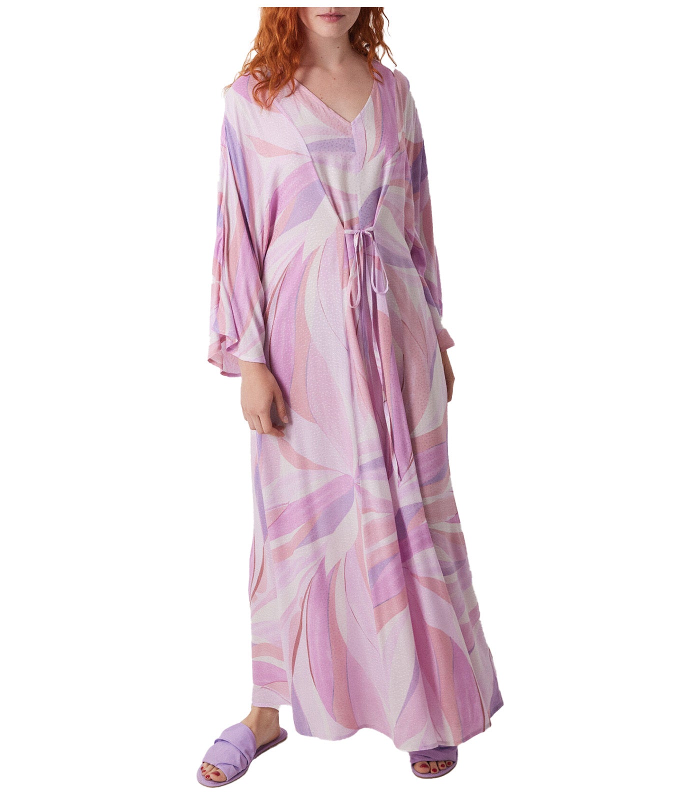 Geometric Allover Viscose Midi Dress Purple