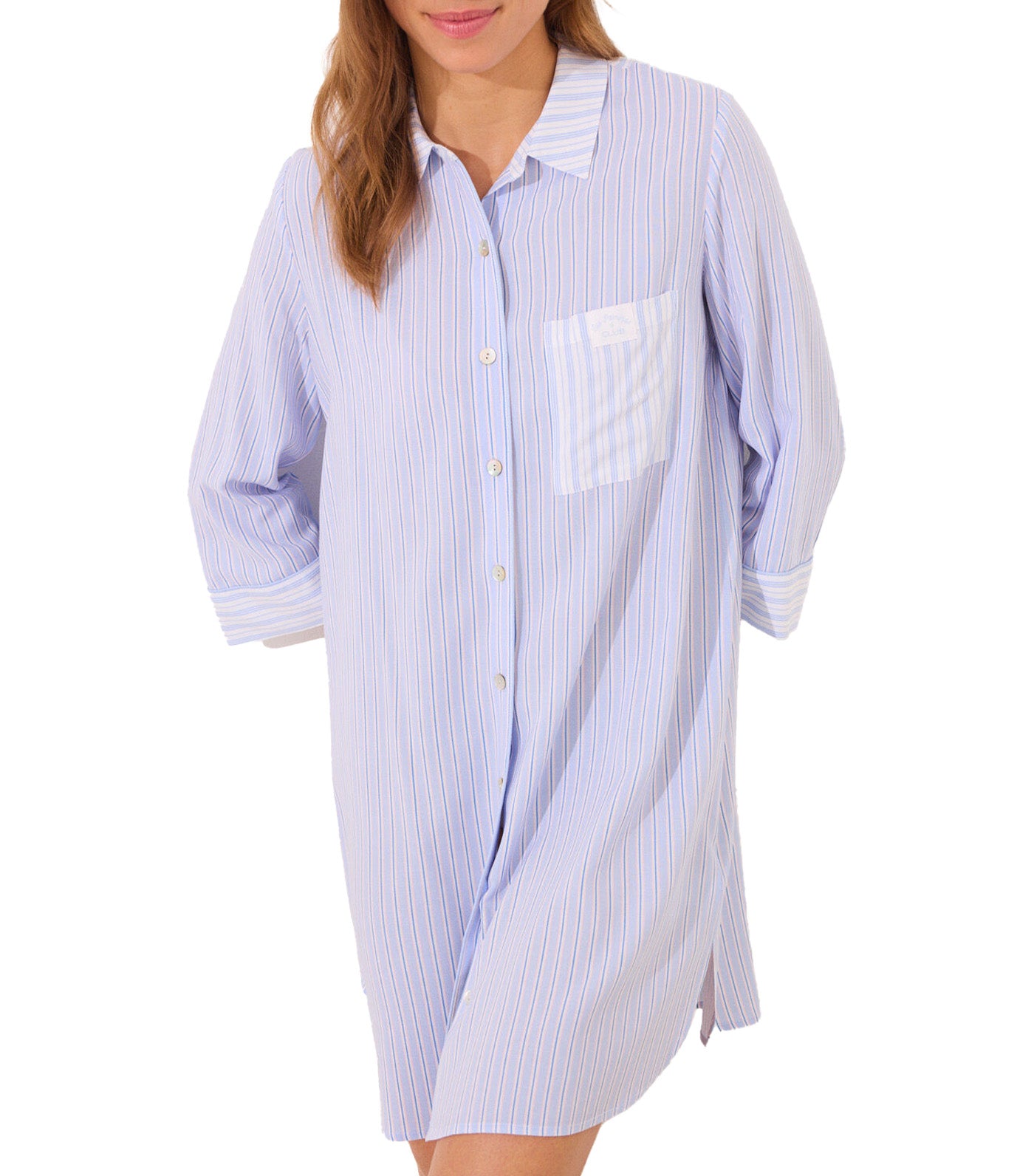 Striped Viscose Short Camisole Blue