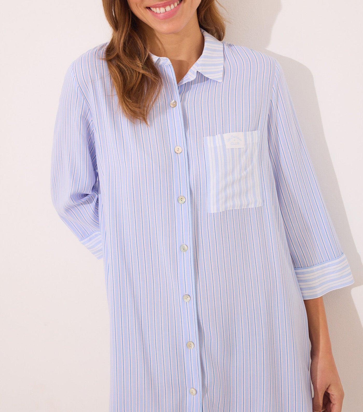 Striped Viscose Short Camisole Blue