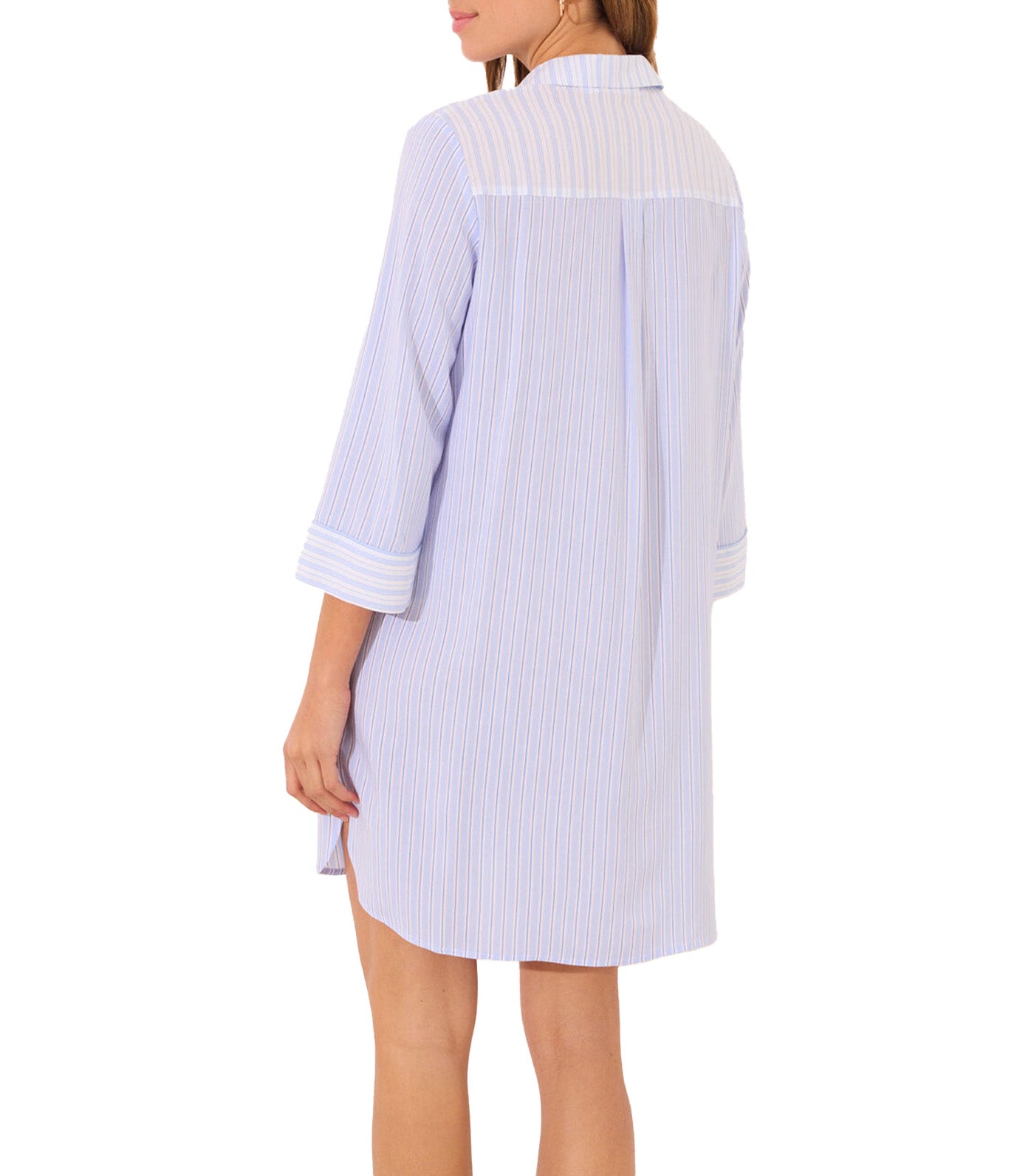 Striped Viscose Short Camisole Blue