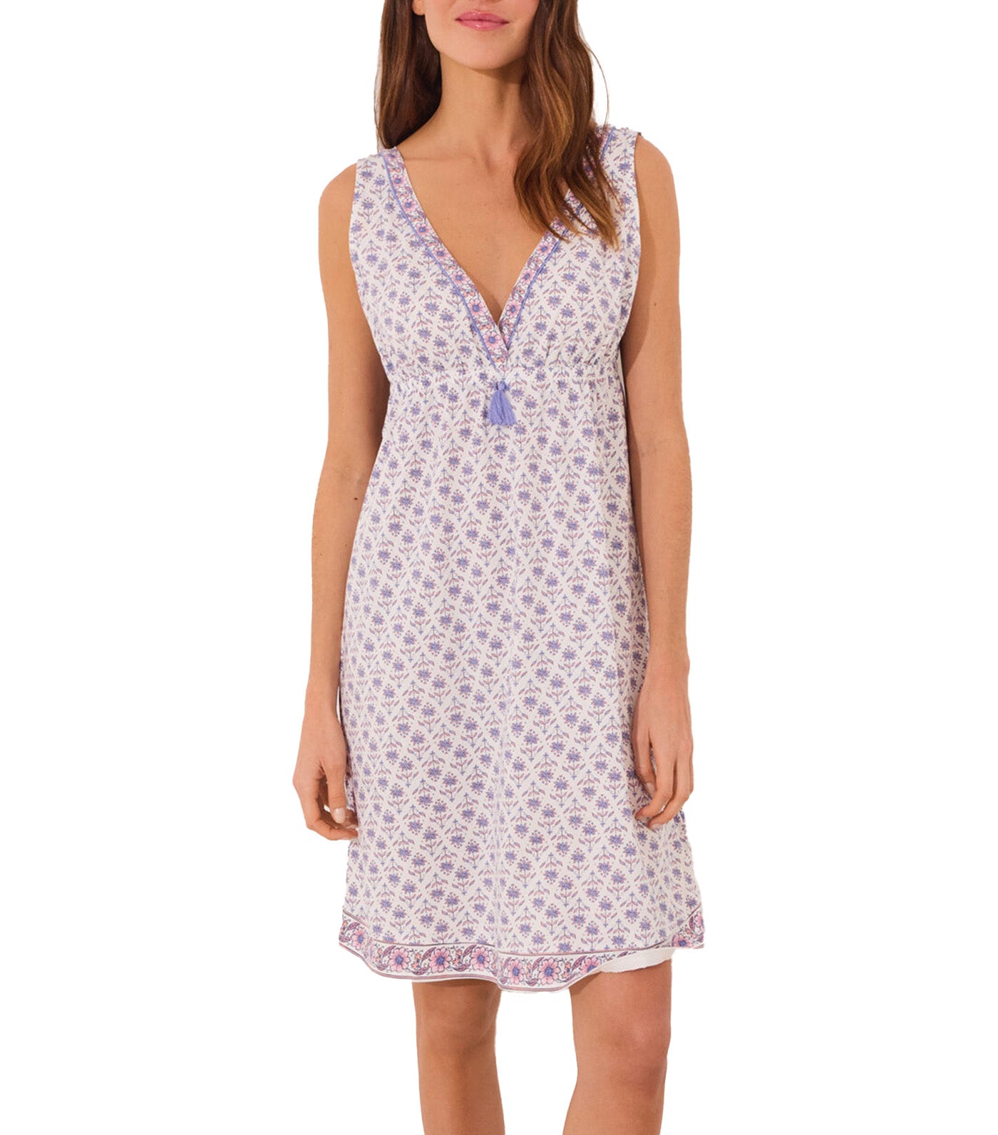 Midi Nightgown Geometric Blue