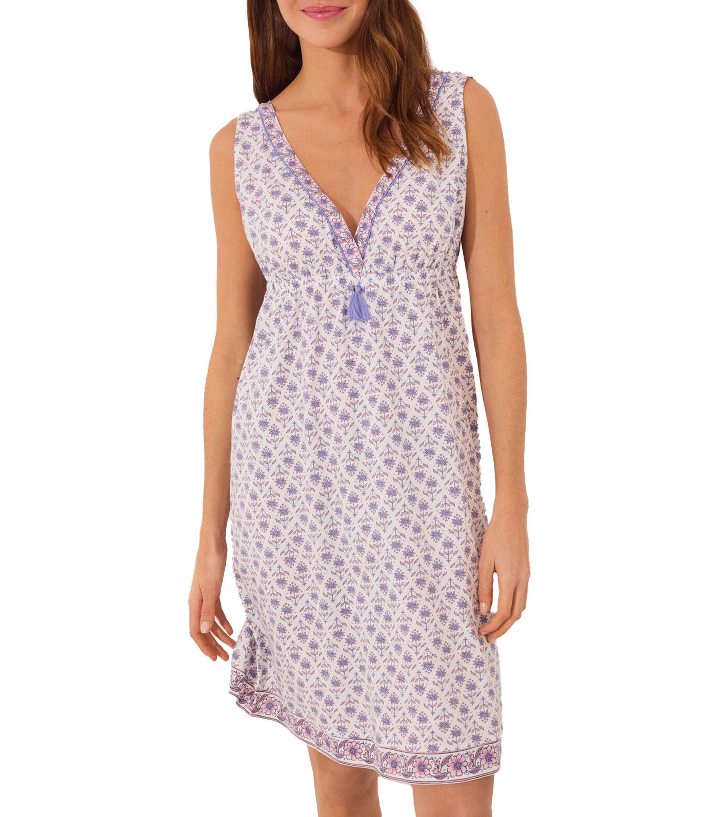 Midi Nightgown Geometric Blue