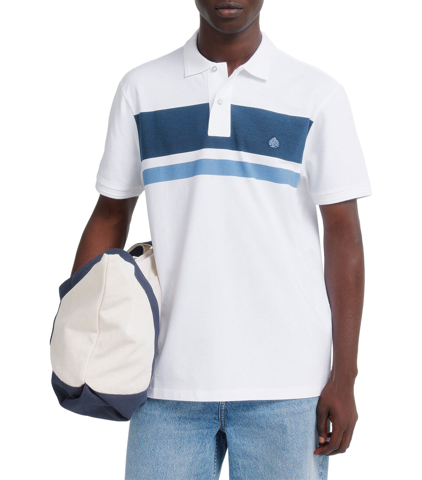 Springfield Regular Fit Striped Polo Shirt Medium Blue