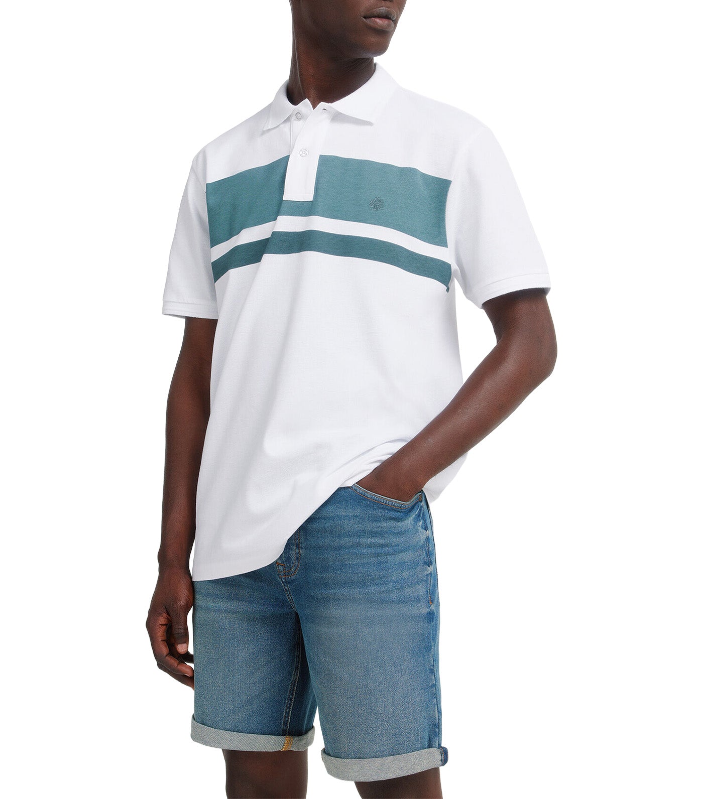Springfield Regular Fit Striped Polo Shirt Turquoise