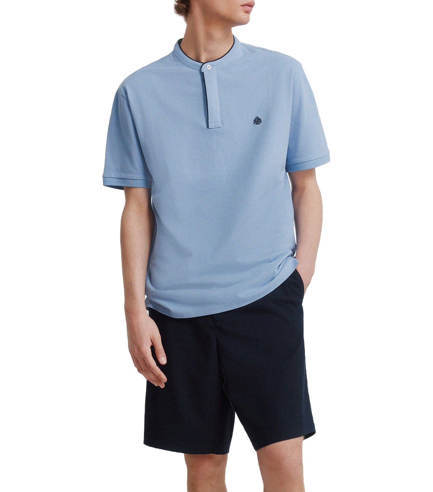 Slim Fit Polo Shirt with Mandarin Collar