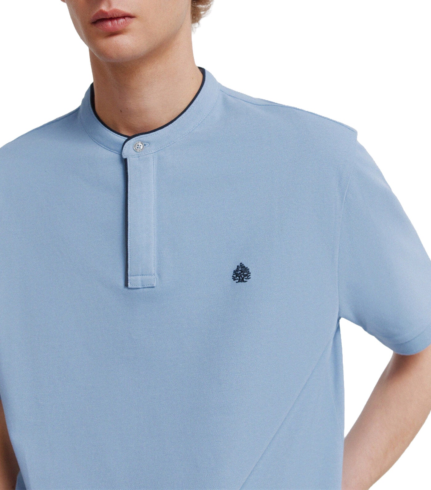 Slim Fit Polo Shirt with Mandarin Collar