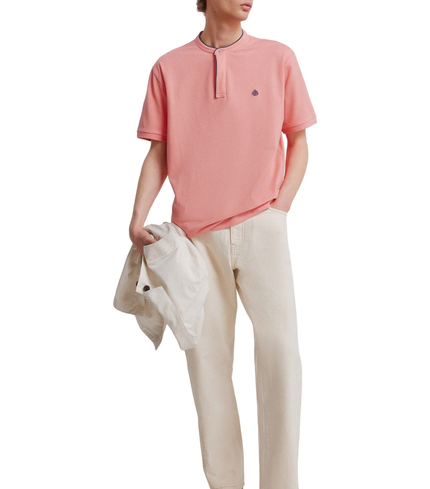Slim Fit Polo Shirt with Mandarin Collar