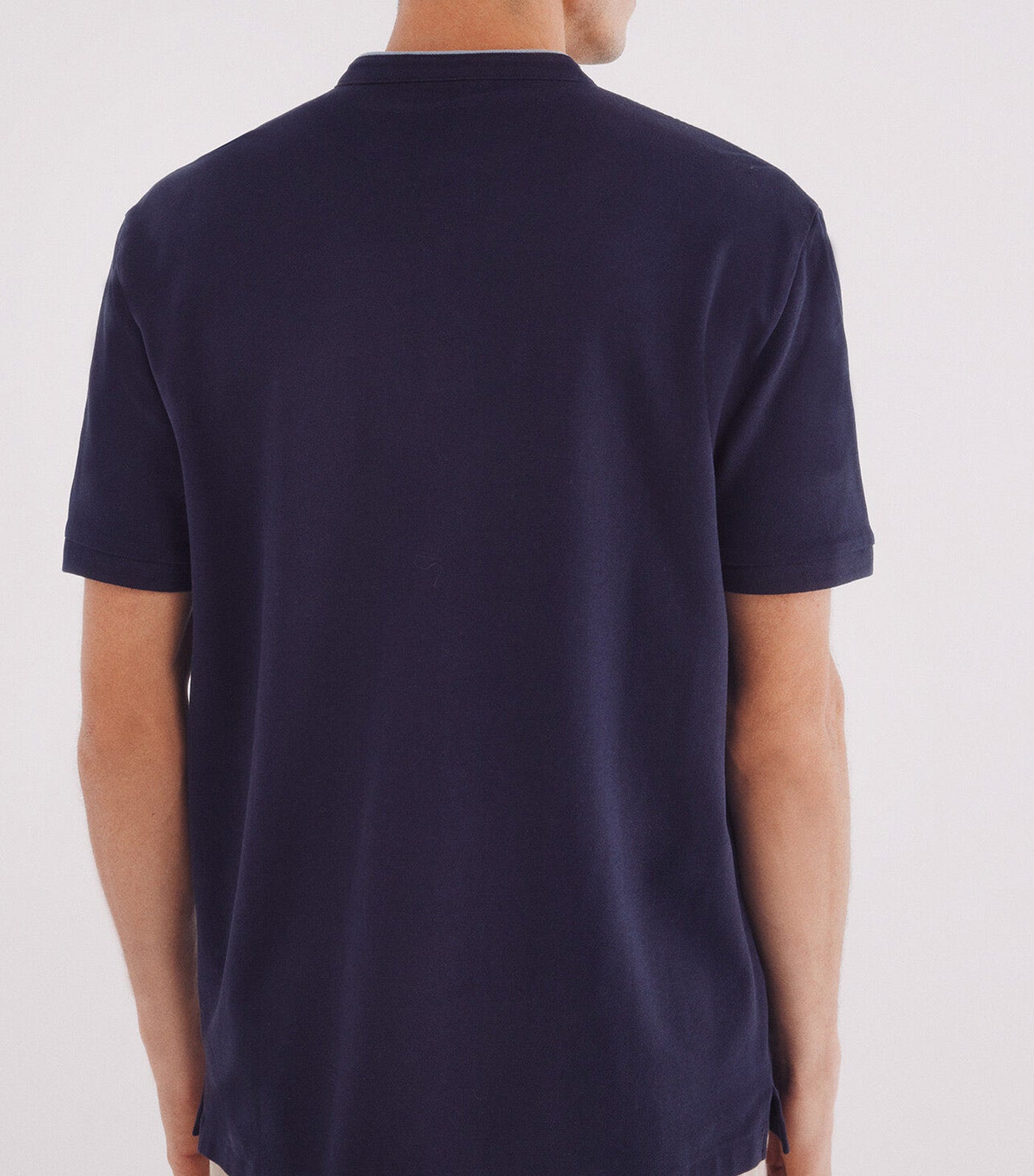 Regular Fit Mao Piqué Polo Navy