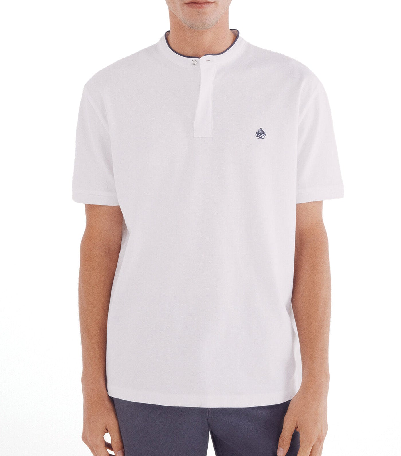 Regular Fit Mao Piqué Polo Navy