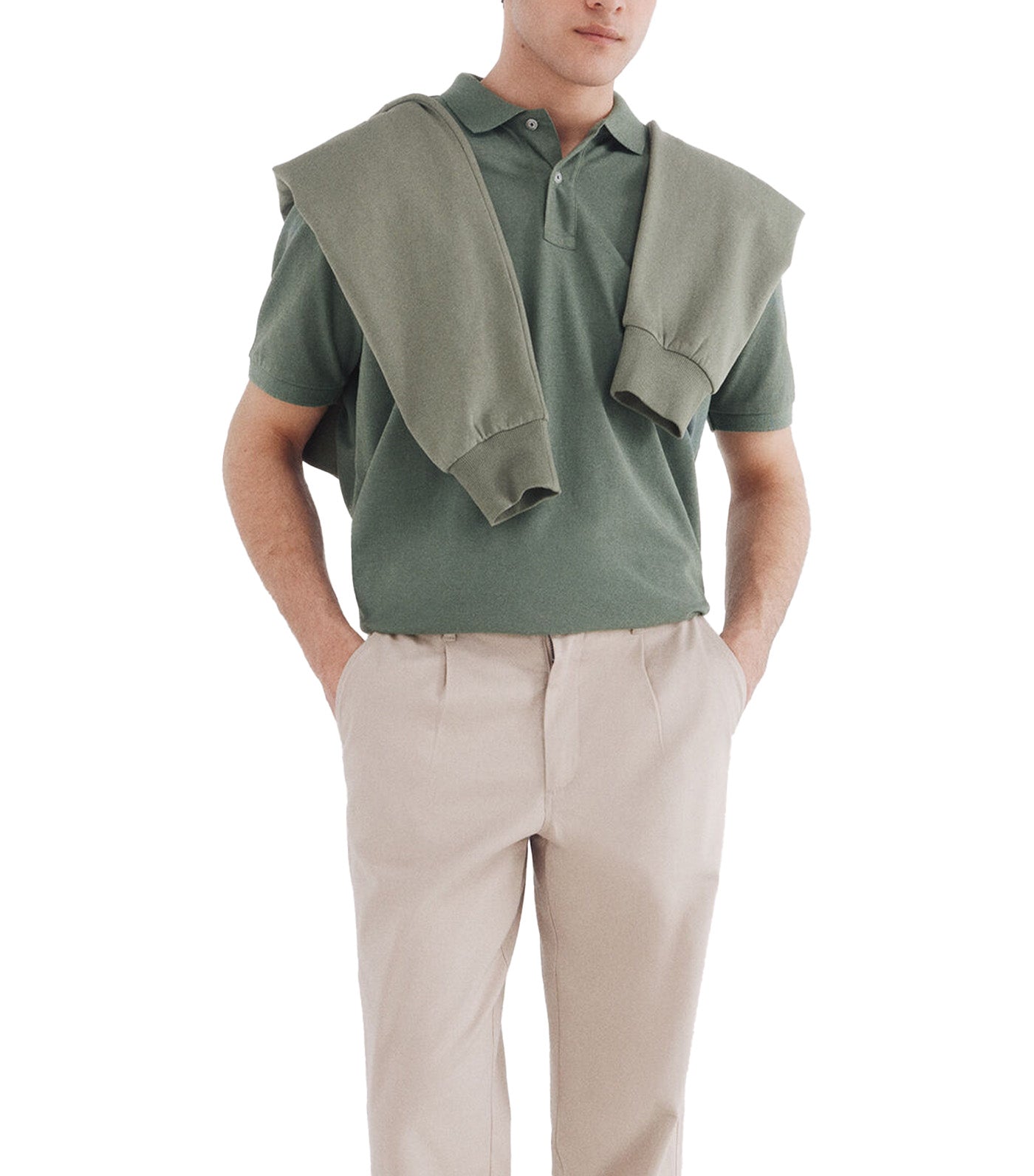 Springfield Basic Regular Fit Fantasy Piqué Polo Green