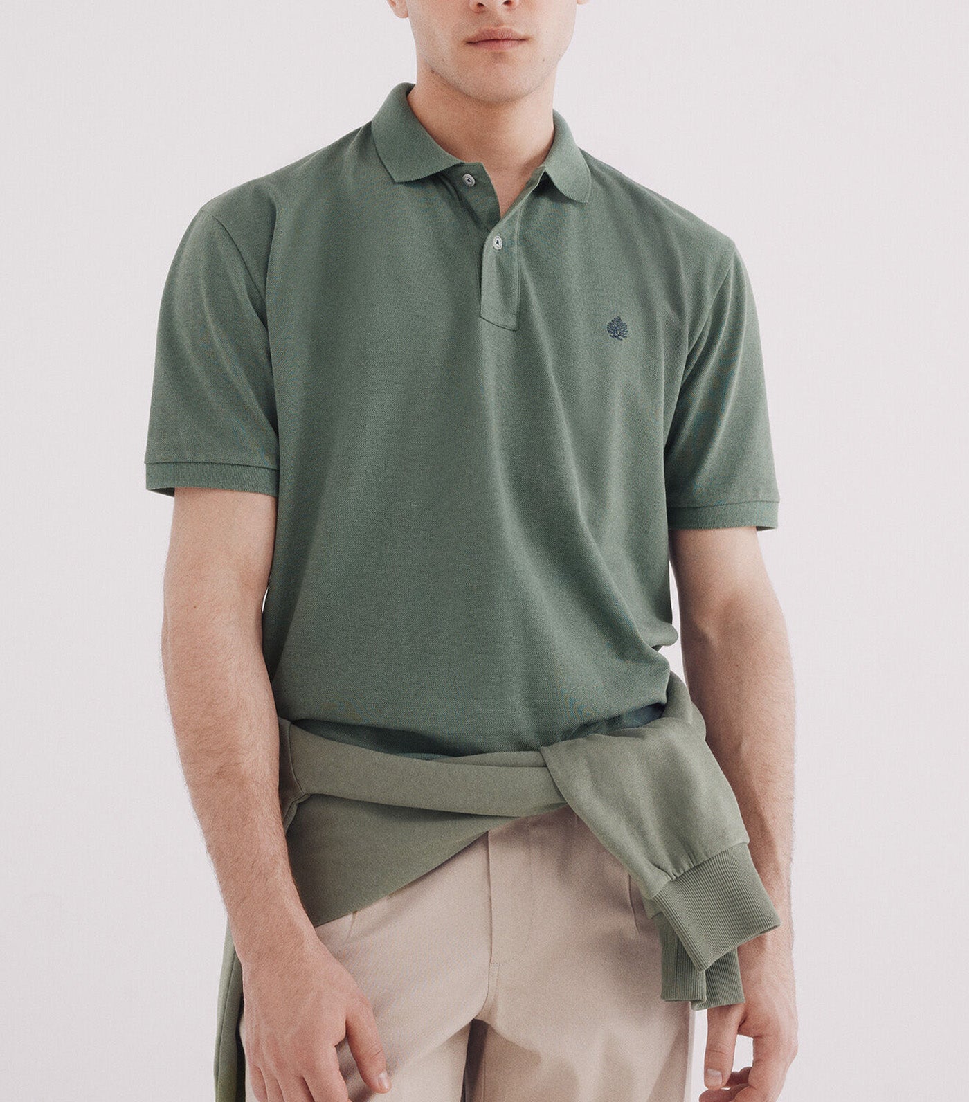 Springfield Basic Regular Fit Fantasy Piqué Polo Green