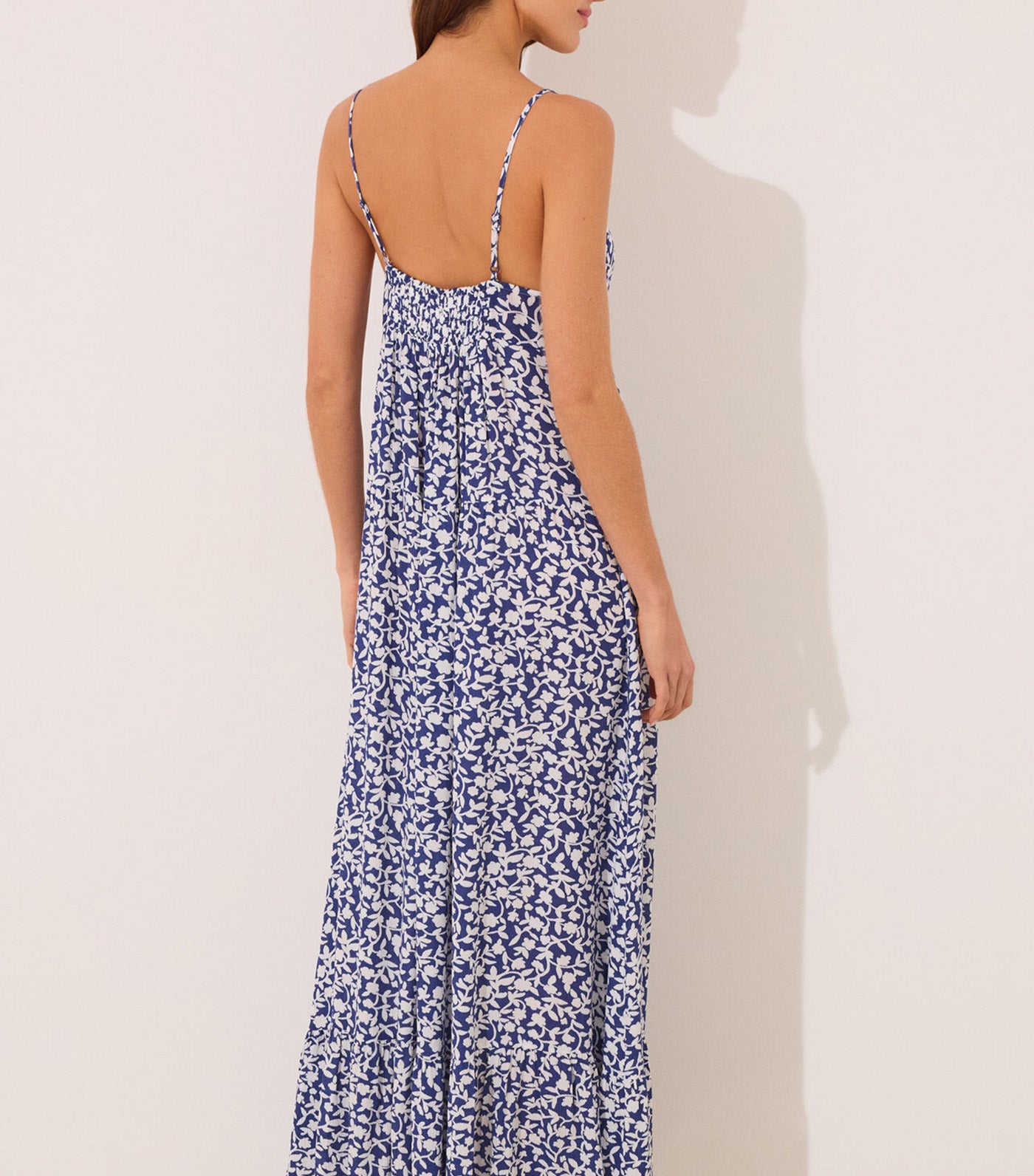 Long Dress with Straps Blue Print
