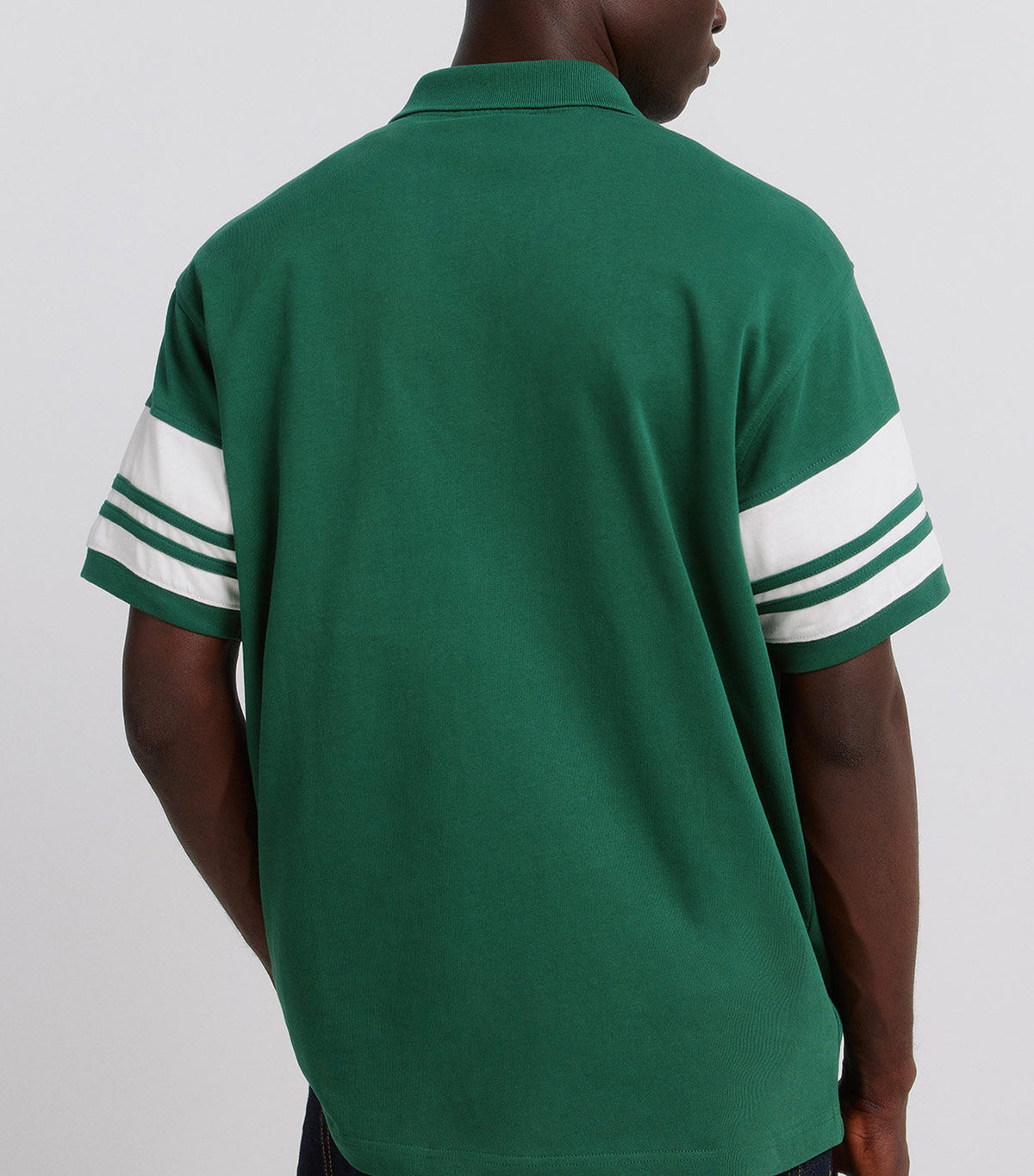 Polo Shirt With Contrast Block Sleeves Green