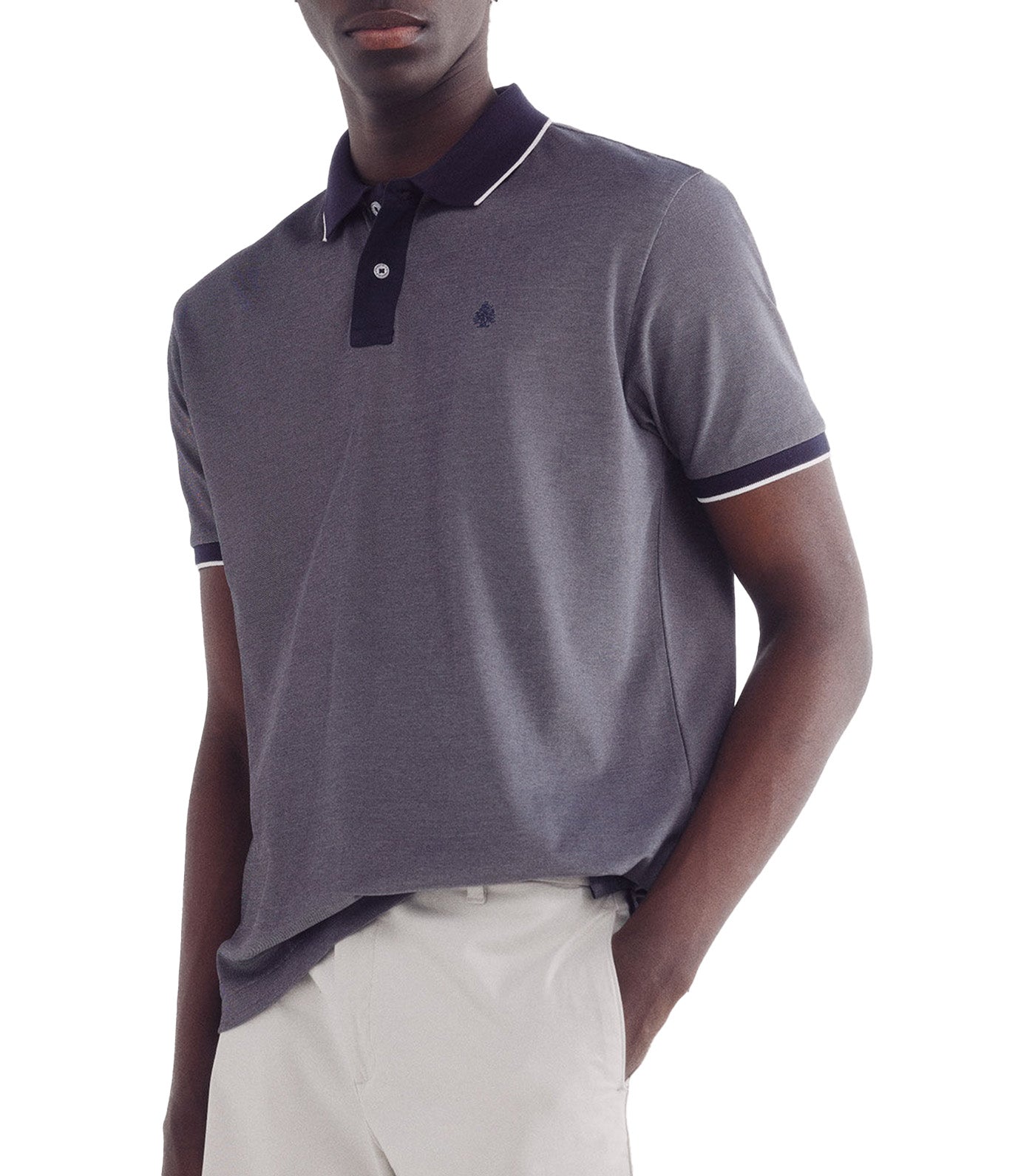 Springfield Oxford Polo with Contrast Collar Navy