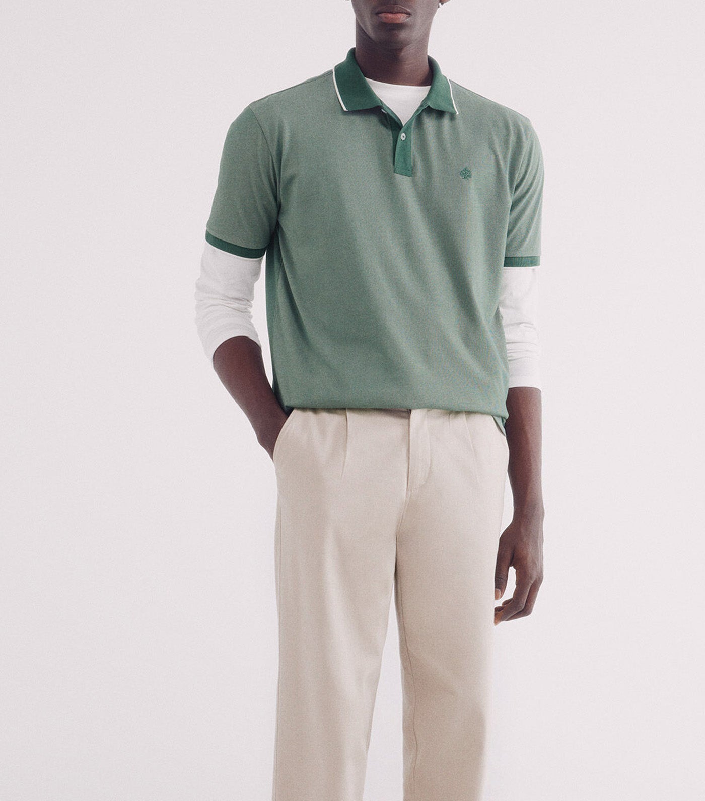 Springfield Oxford Polo with Contrast Collar Green
