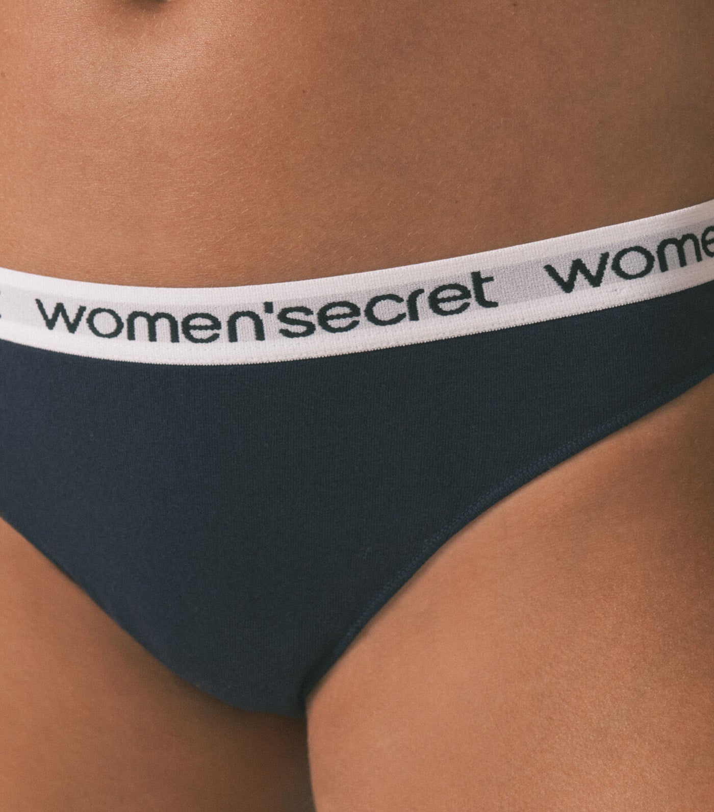 Pack of Cotton Thongs With Logo Blue