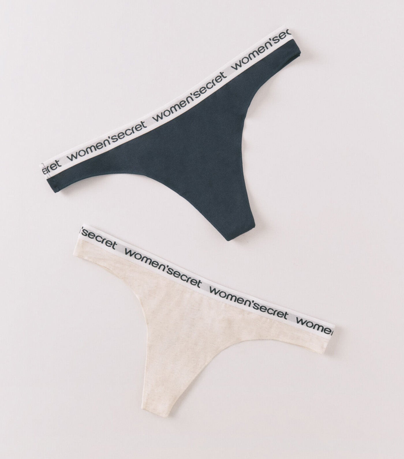Pack of Cotton Thongs With Logo Blue