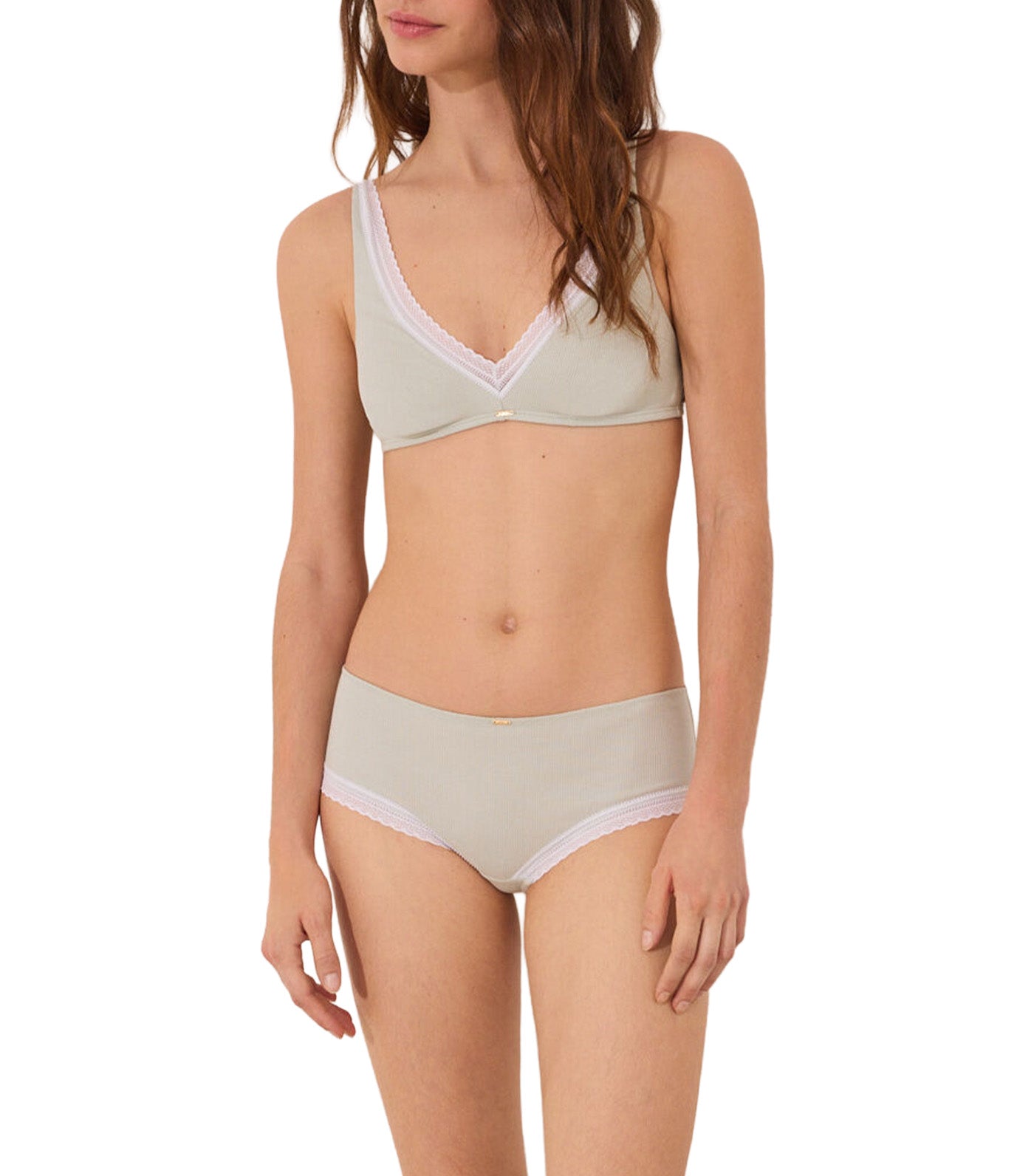 Lace Ribbed Cotton Boxers Panty