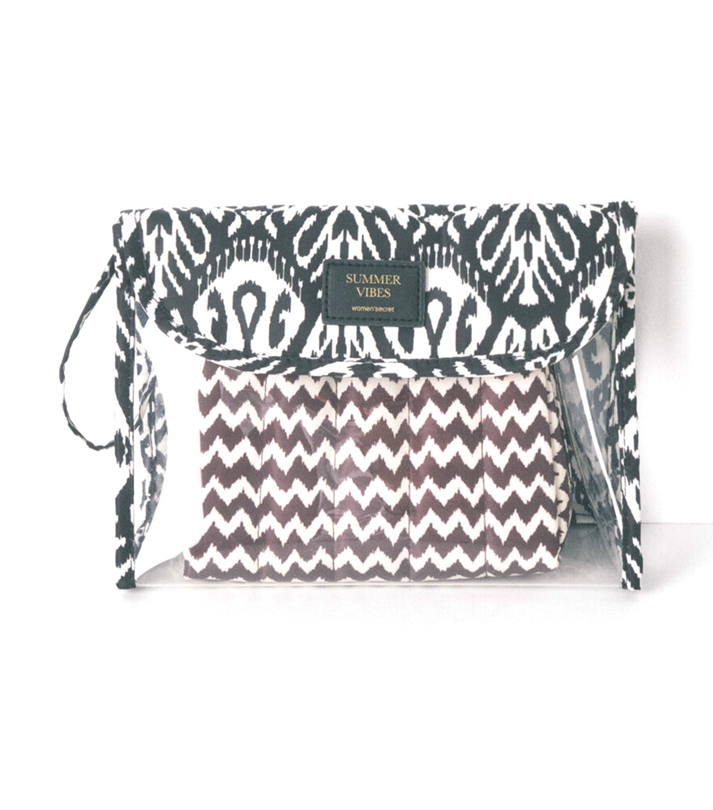 Women'secret Pack of 2 Assorted Print Toiletry Bags Black