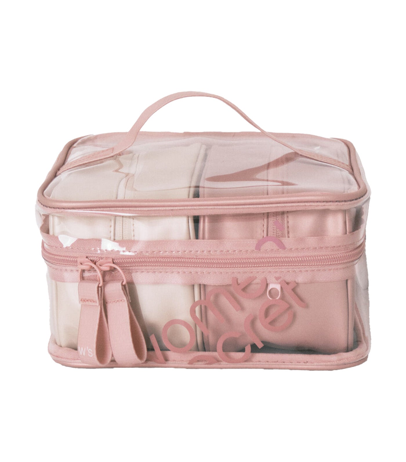 Pack of 3 Metallic Rubber Toiletry Bags Pink