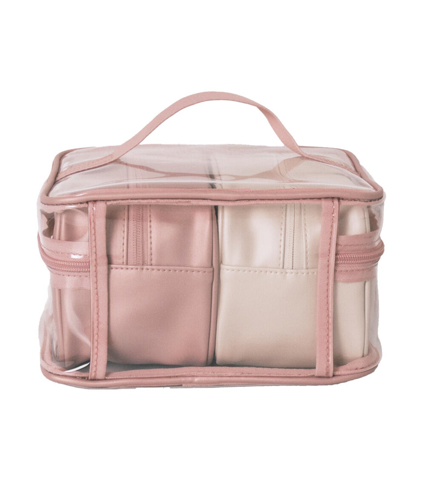 Pack of 3 Metallic Rubber Toiletry Bags Pink
