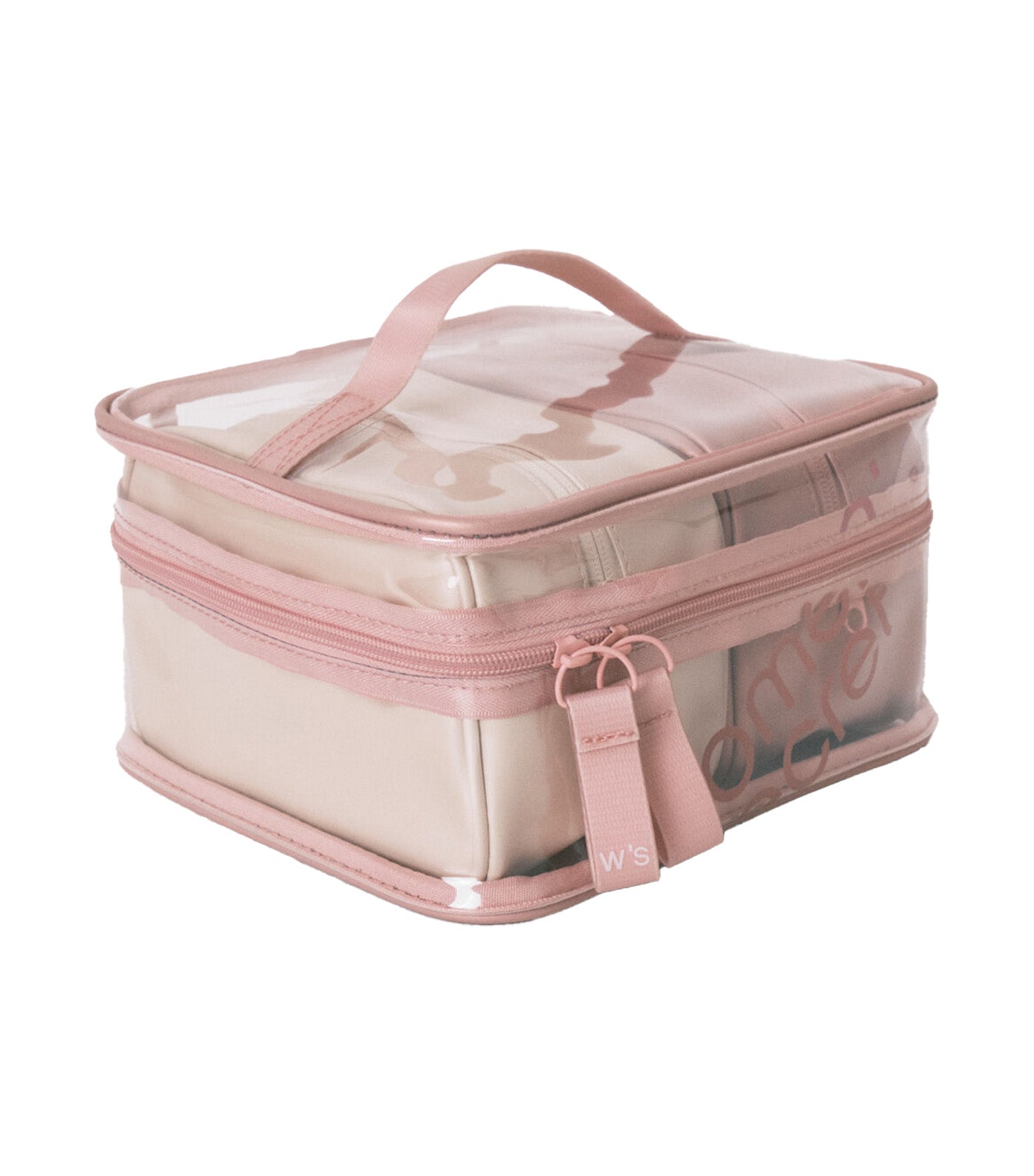 Pack of 3 Metallic Rubber Toiletry Bags Pink