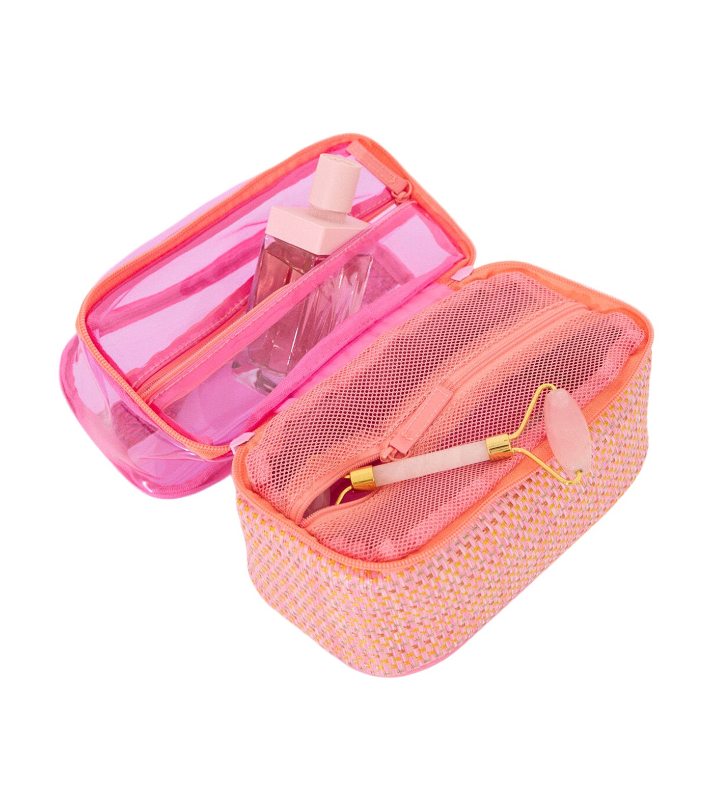 Double Raffia Vanity Case Purple/Lilac