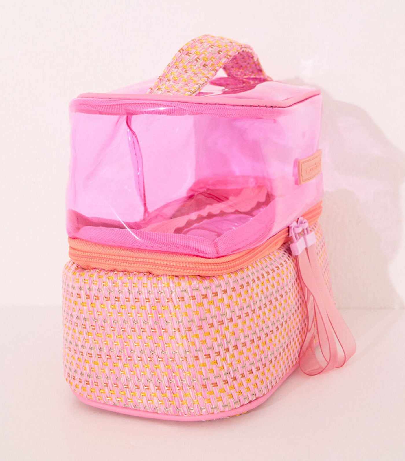 Double Raffia Vanity Case Purple/Lilac
