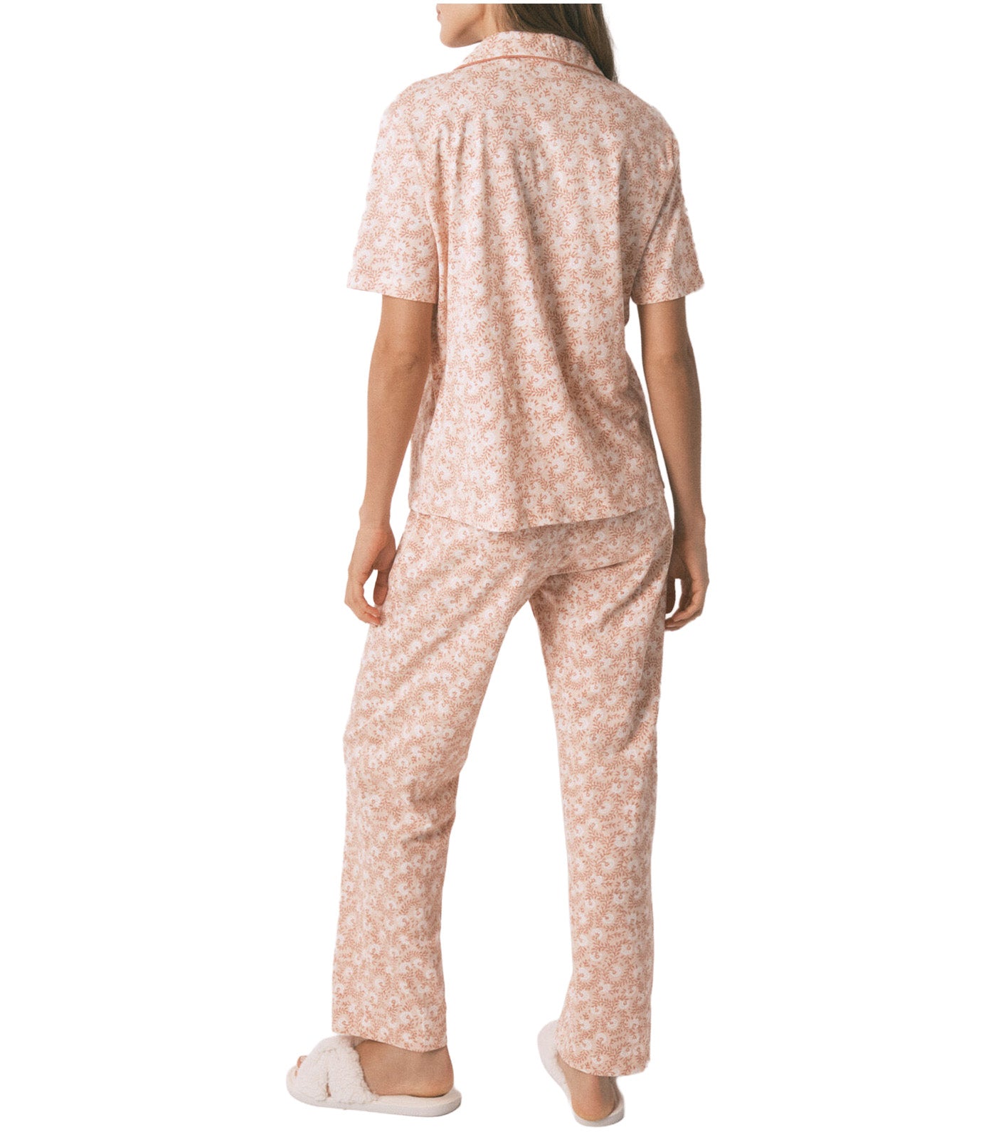 Floral Shirt-Style Pajamas Orange