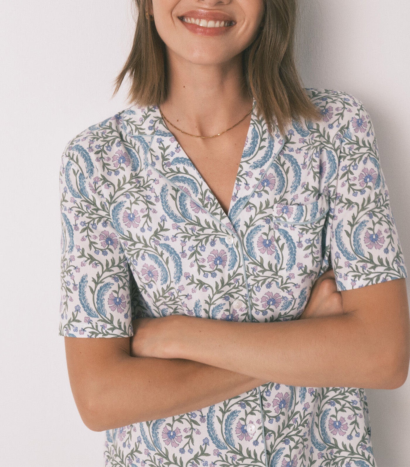 Long Floral Classic Pyjamas Green