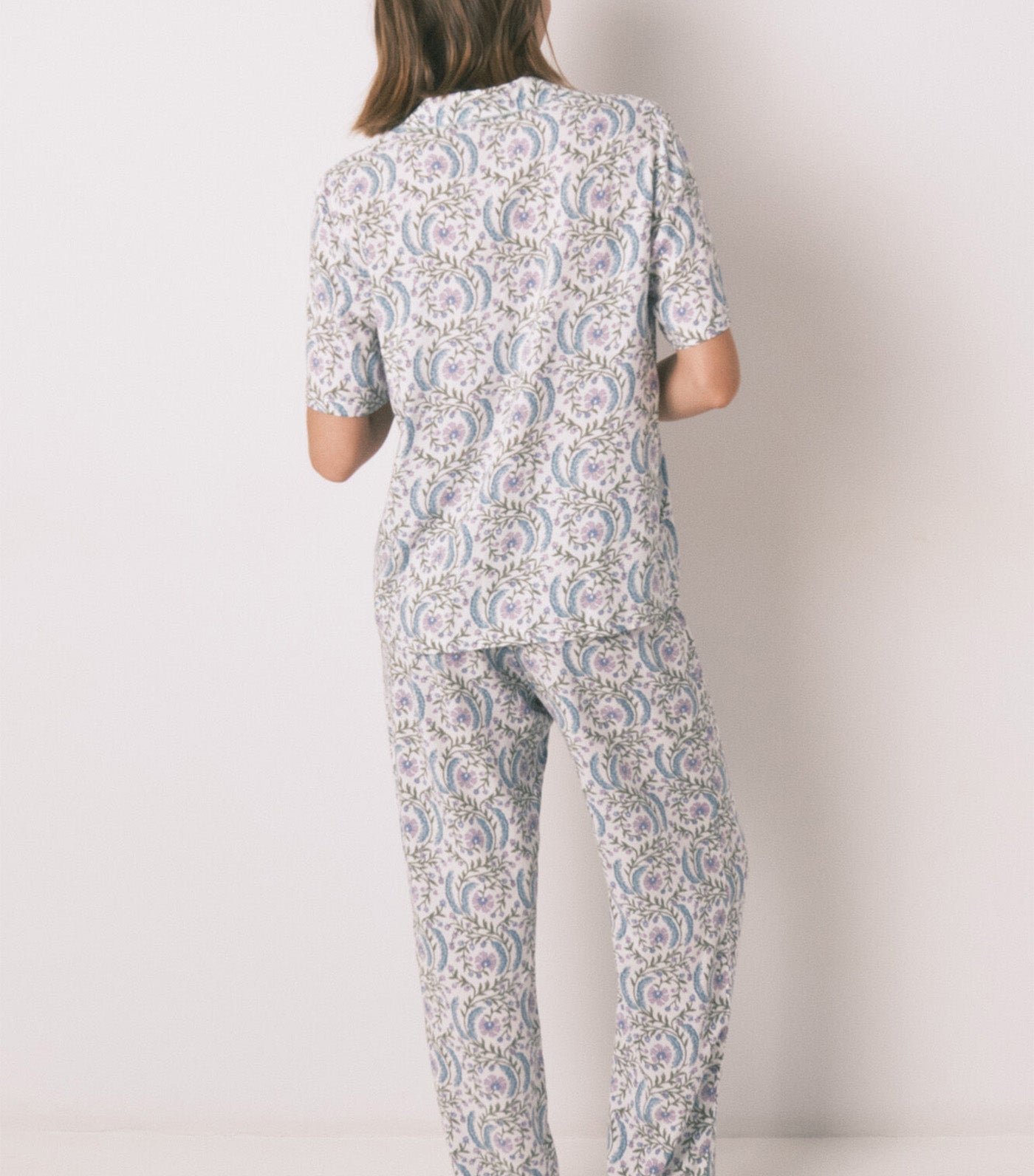 Long Floral Classic Pyjamas Green