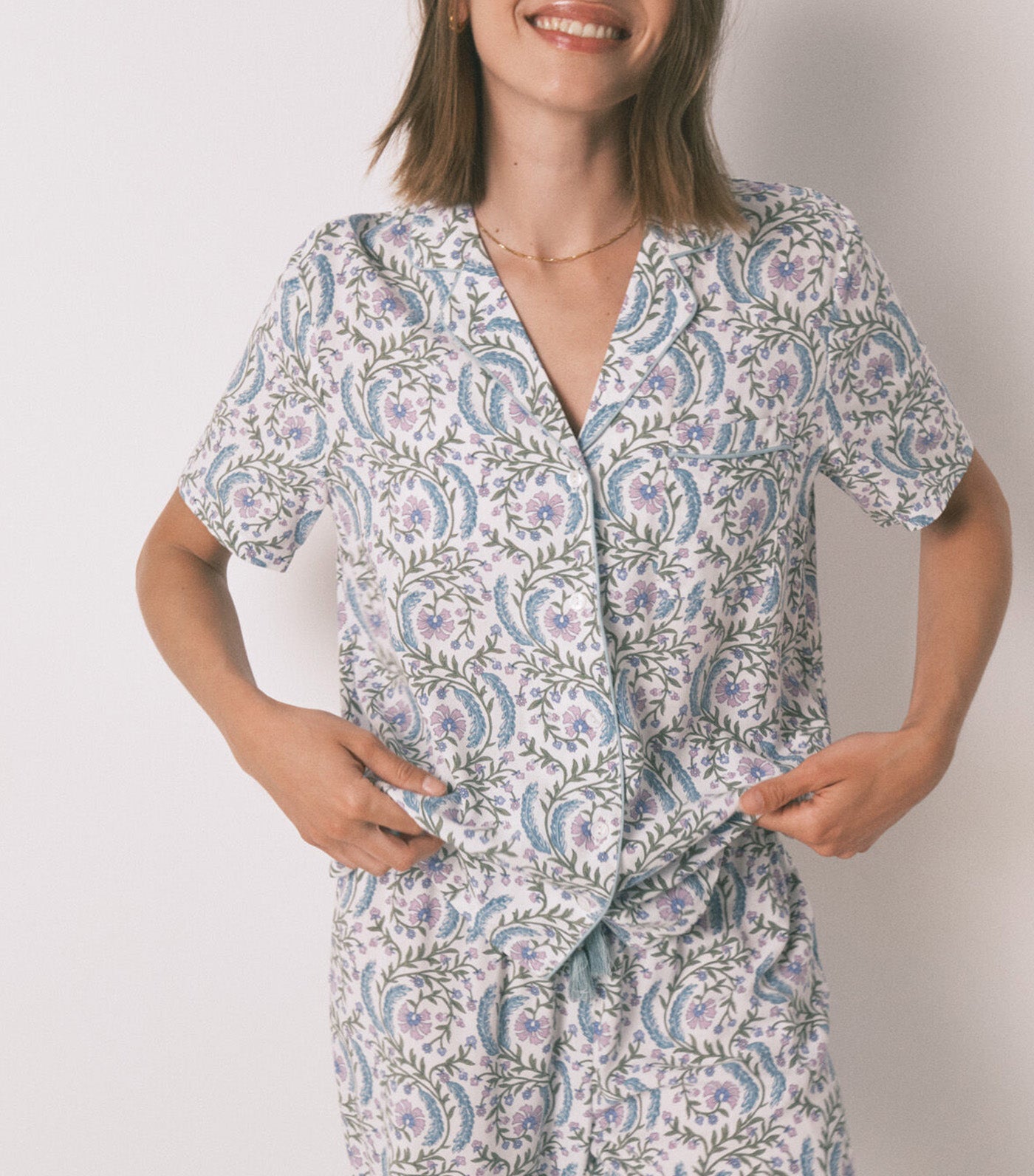 Long Floral Classic Pyjamas Green