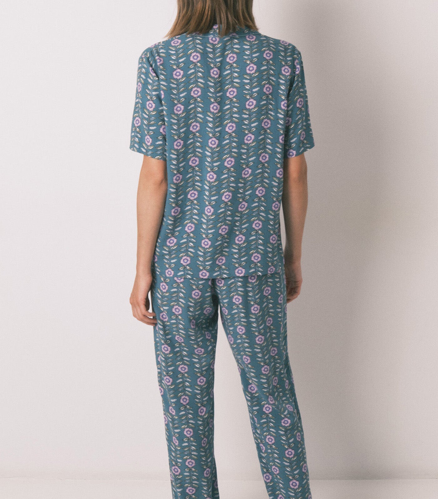 Long Floral Classic Pyjamas Green