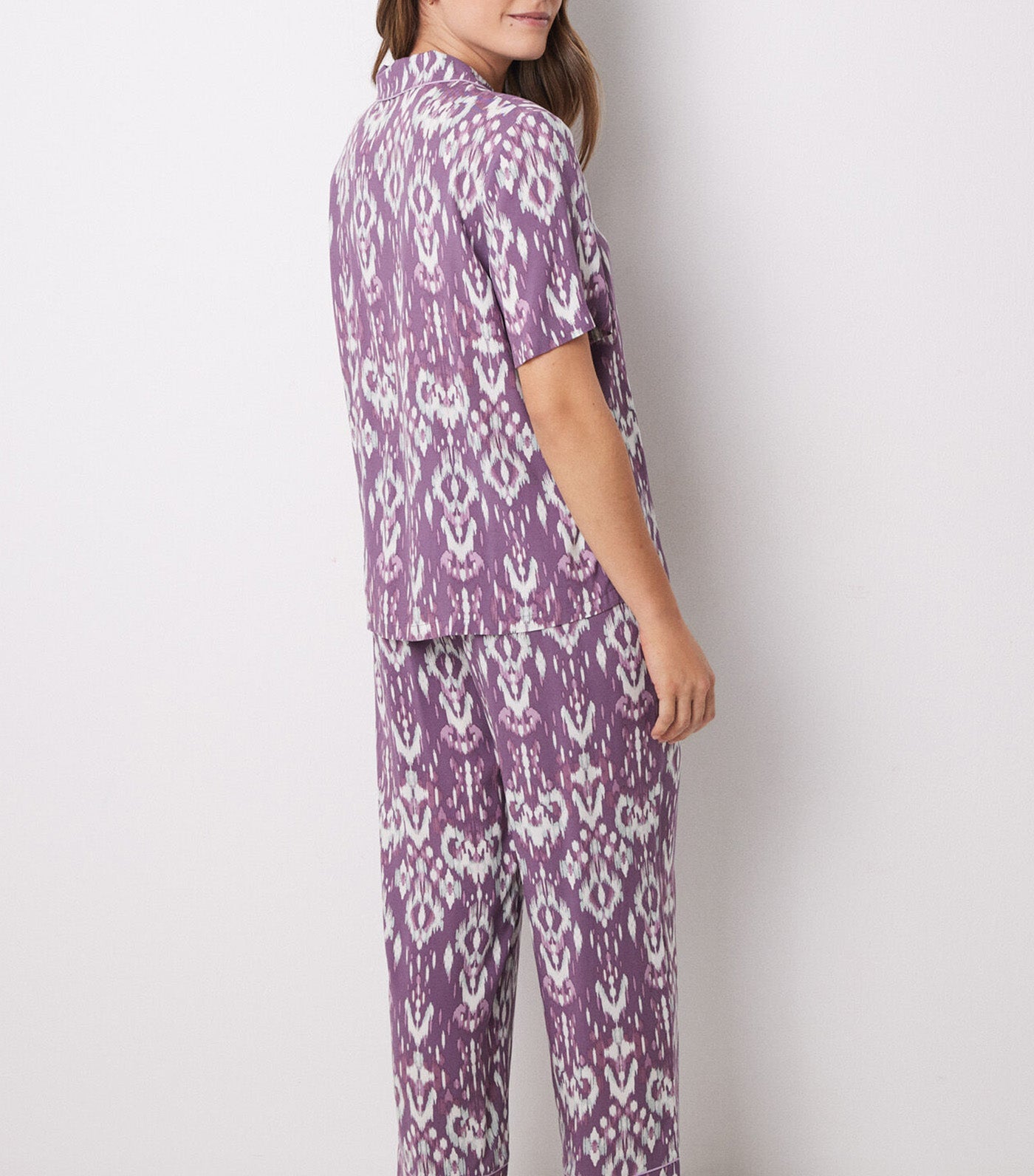 Ikat Viscose Capri Shirt Pajamas Purple