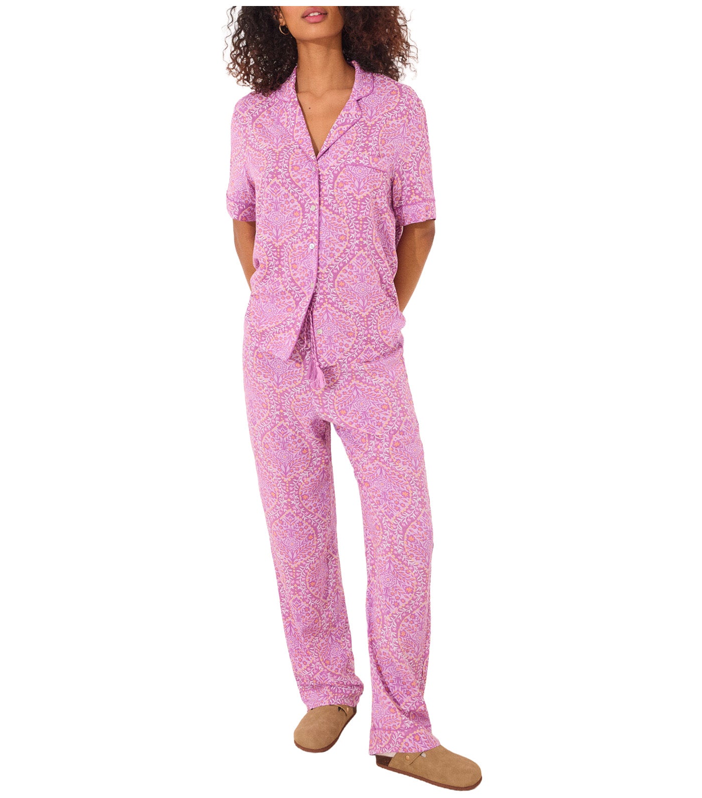 Viscose Boho Print Classic Pajamas Purple/Lilac