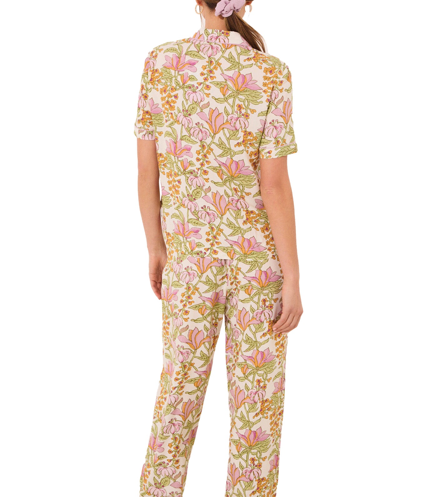 Classic Pajamas with Floral Print White
