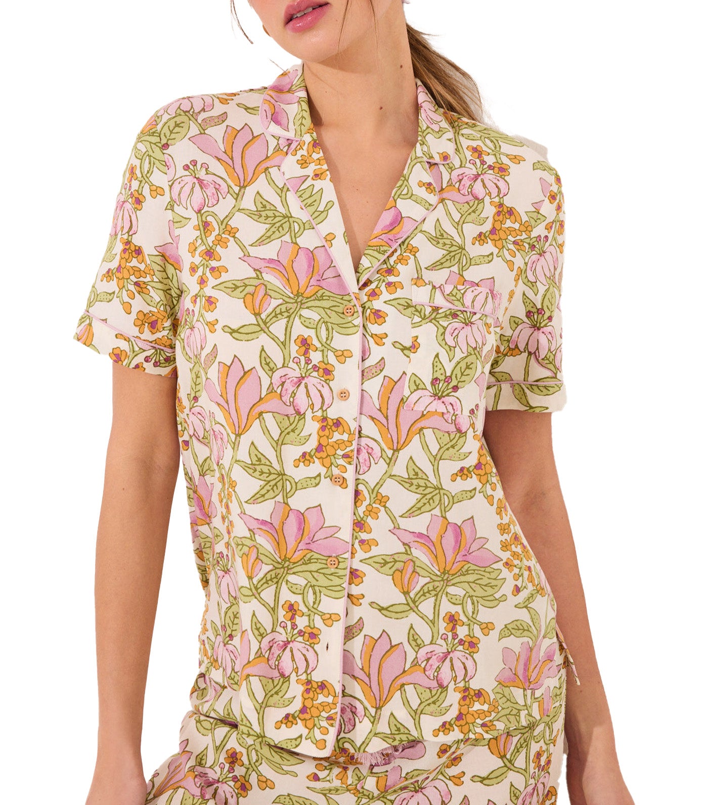 Classic Pajamas with Floral Print White