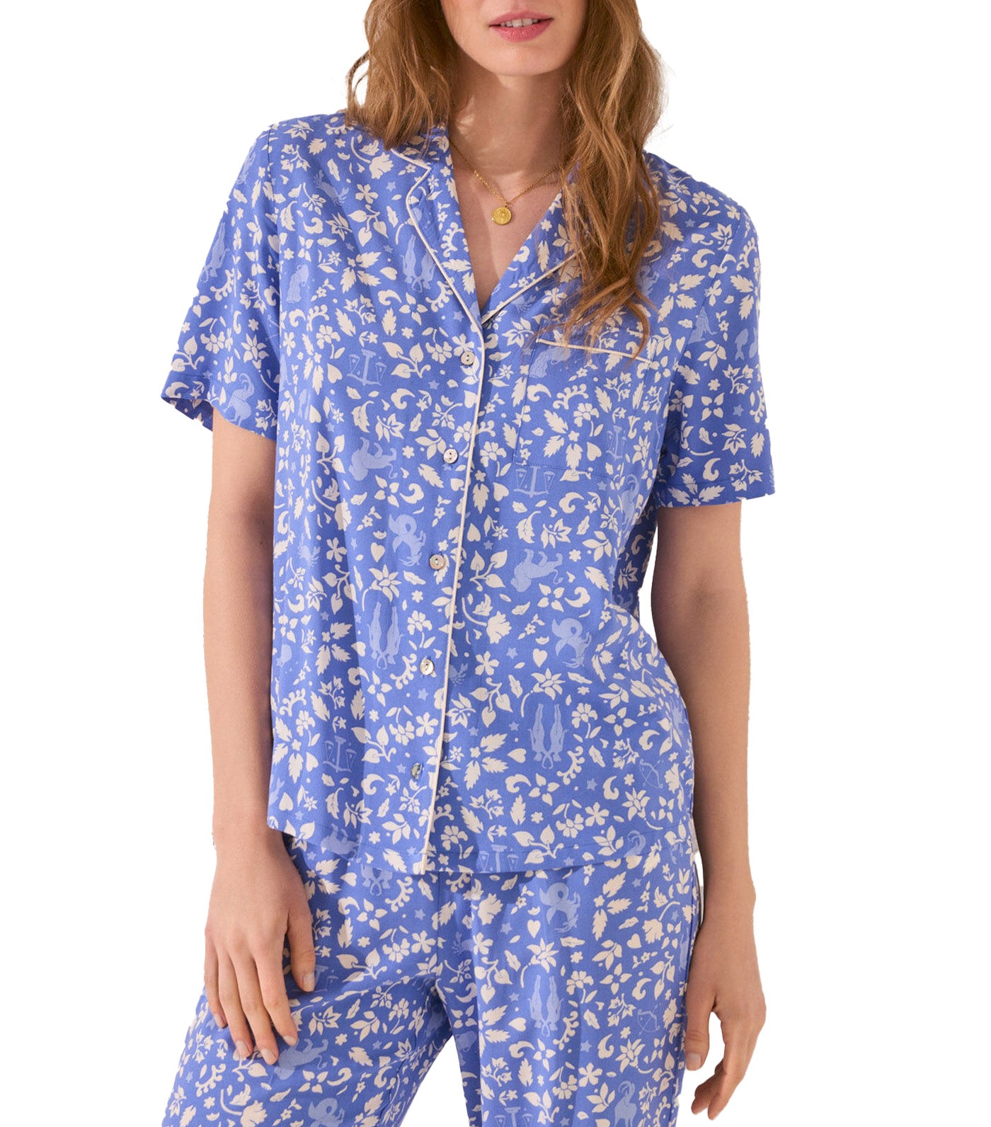 Viscose Classic Pajamas Blue Print