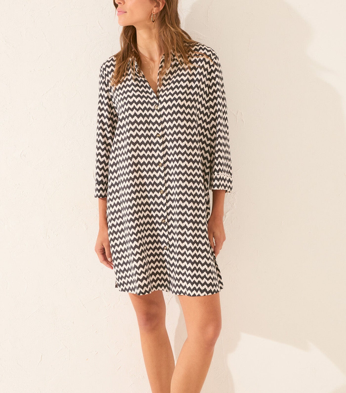 Short Zigzag Print Camisole Black