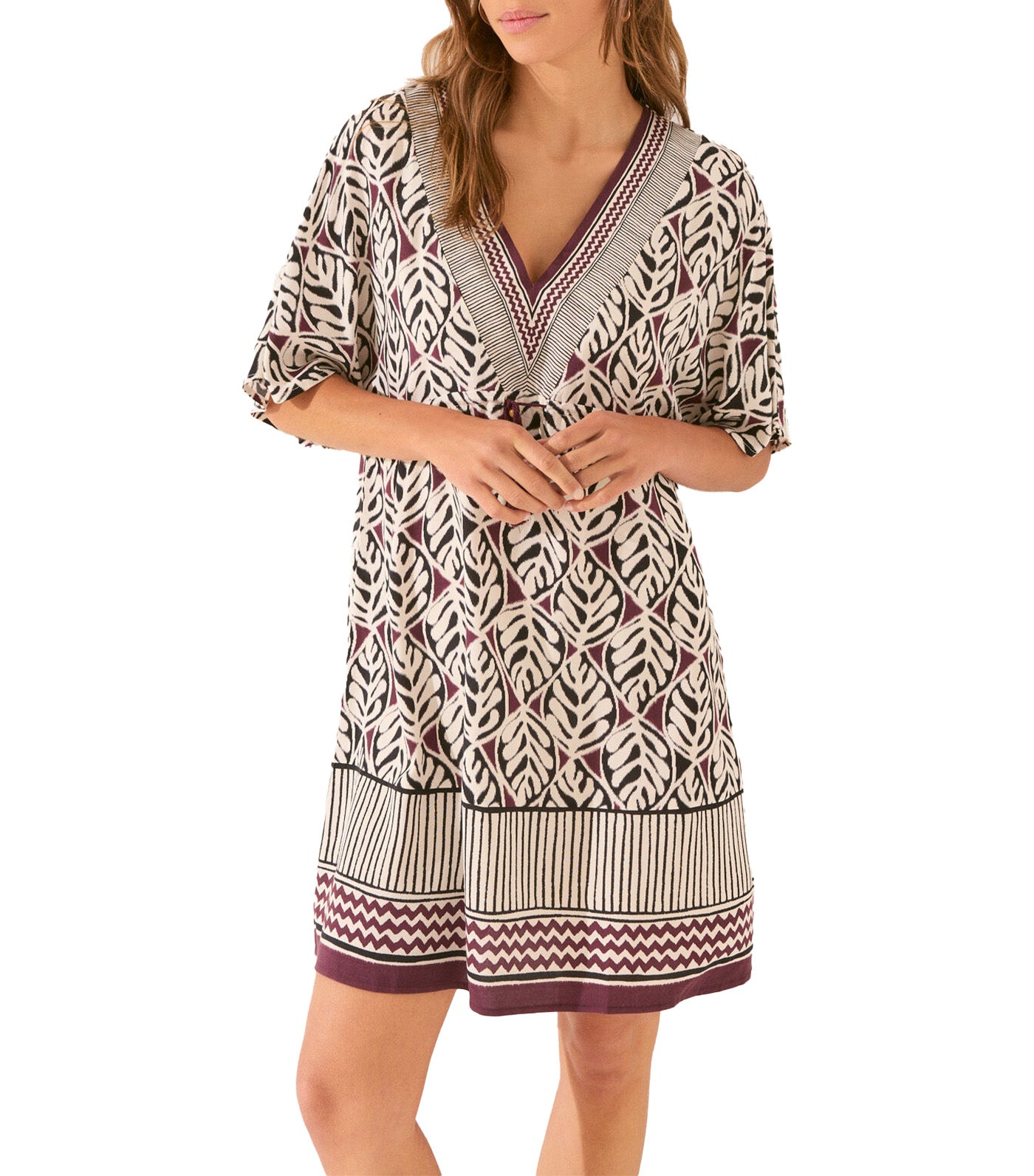 Leaf Print Midi Camisole Red