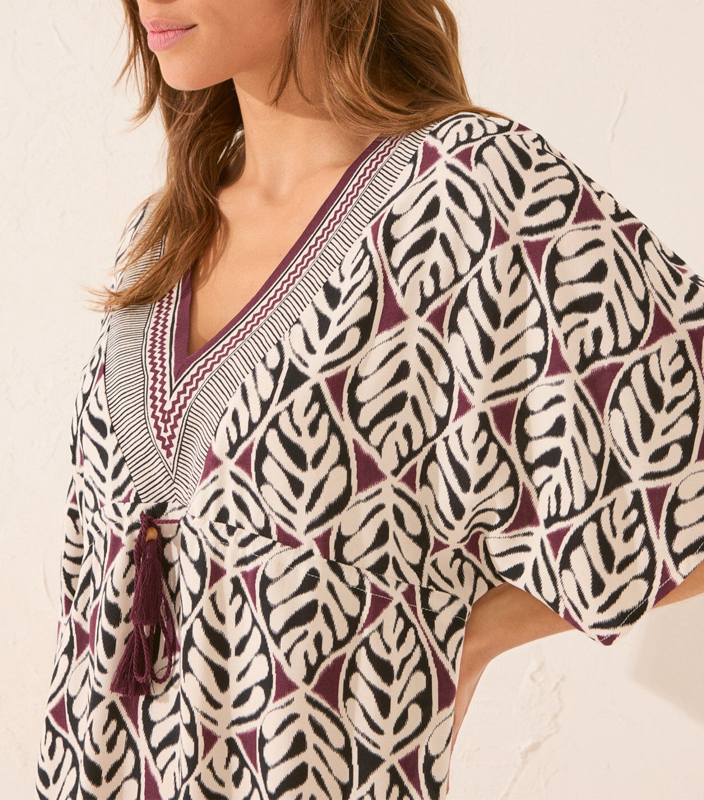 Leaf Print Midi Camisole Red