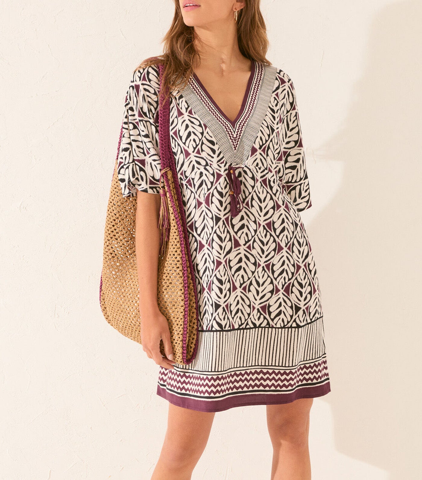 Leaf Print Midi Camisole Red