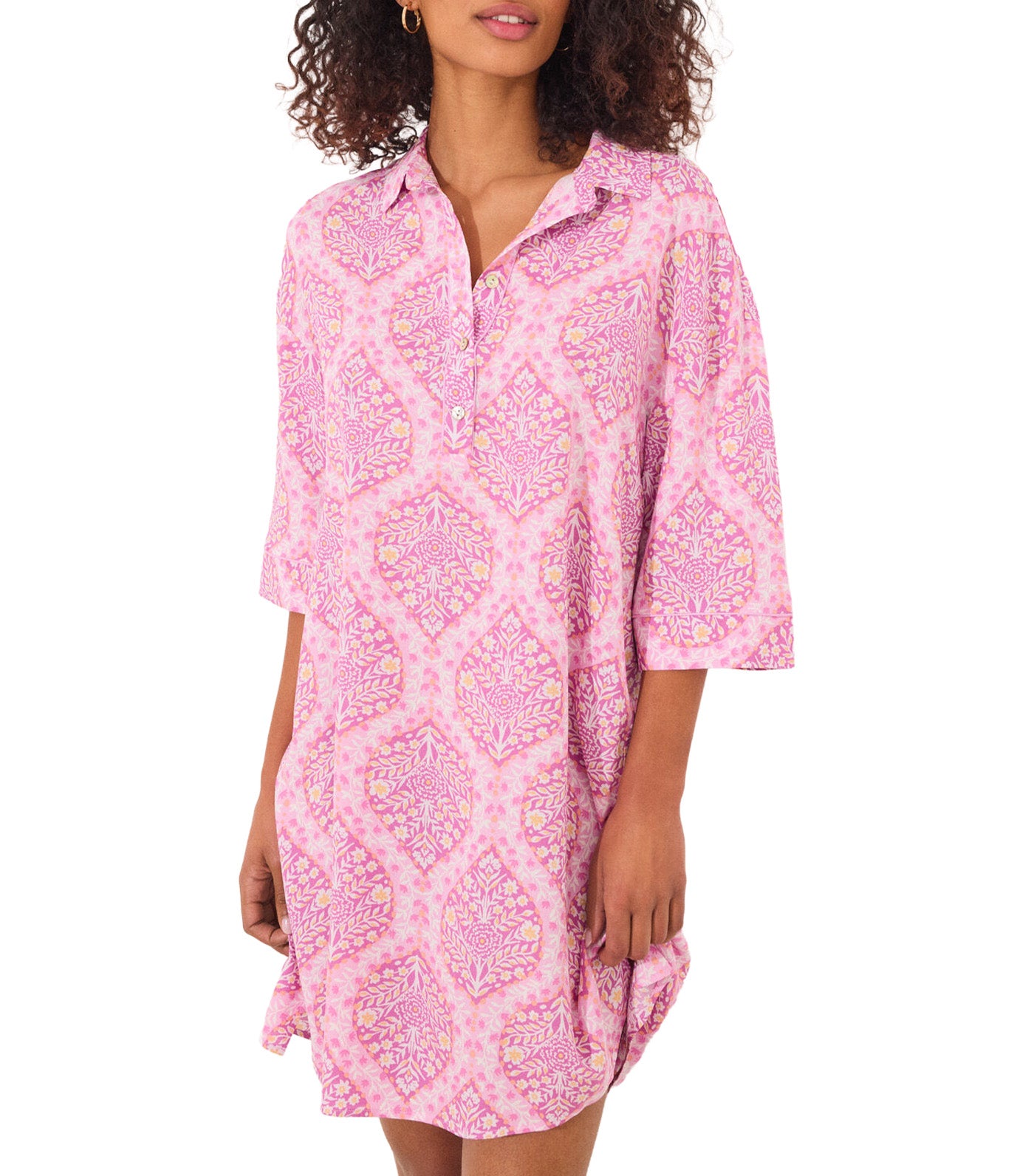 Viscose Camisole with Allover Boho Print Pink