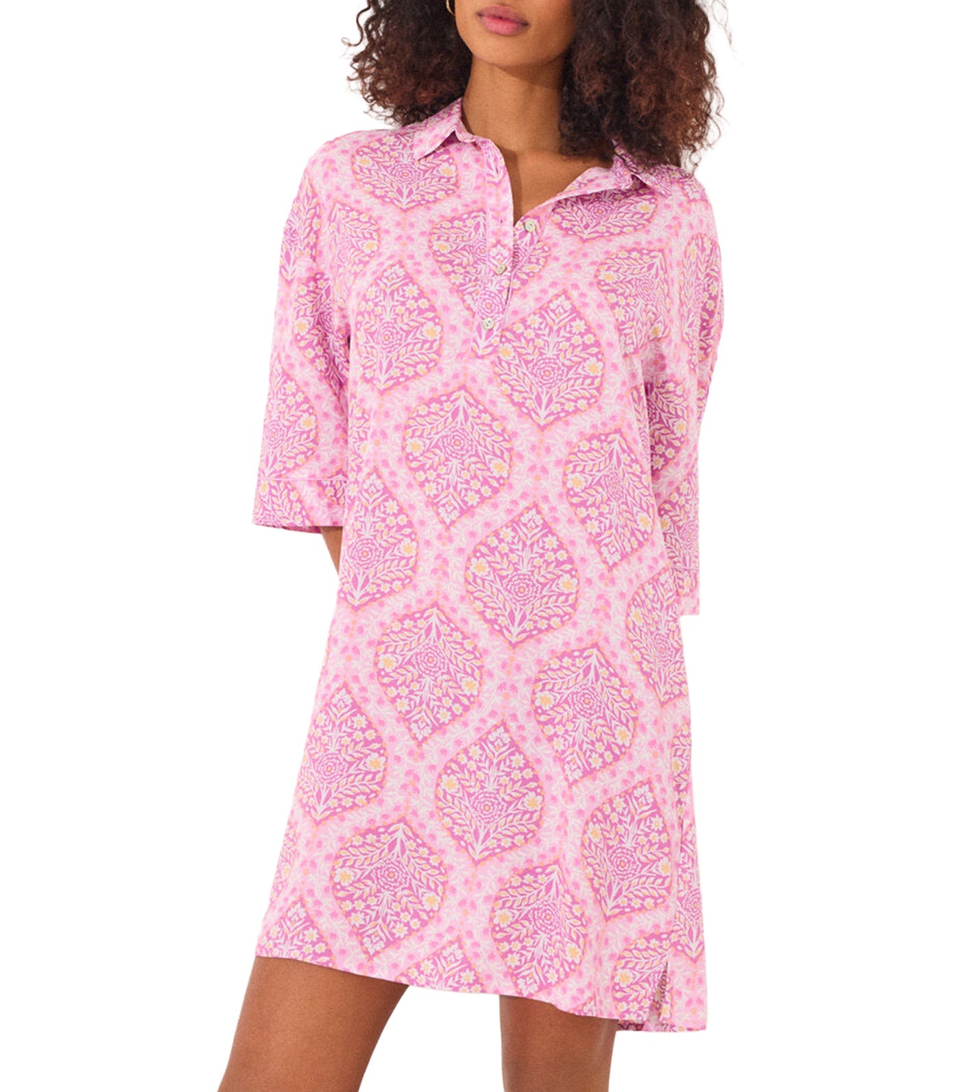 Viscose Camisole with Allover Boho Print Pink